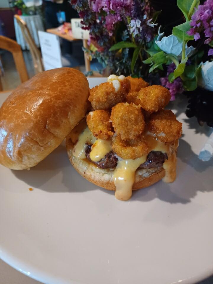 Cheese Curd Burger from Brunos restaurant